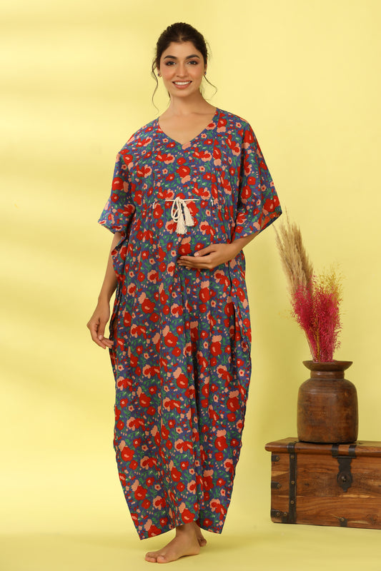 Spring Blue Maternity & Nursing Kaftan