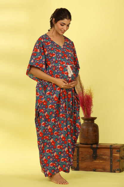 Spring Blue Maternity & Nursing Kaftan