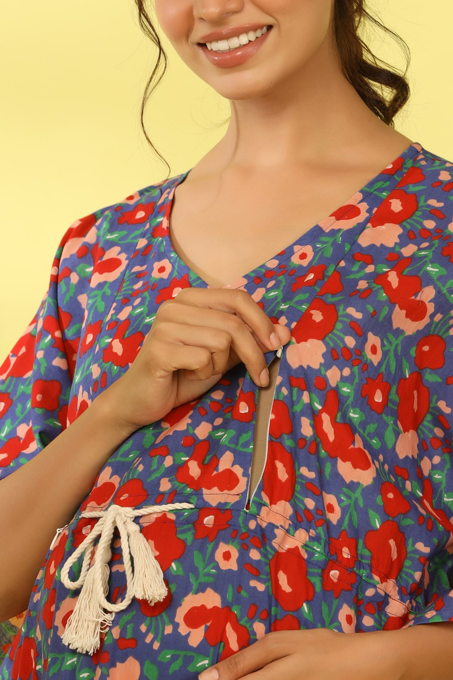 Spring Blue Maternity & Nursing Kaftan