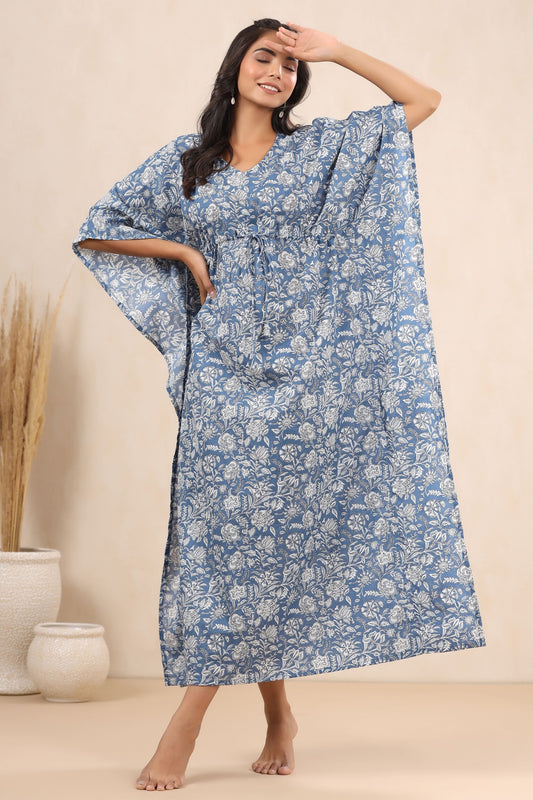 Cascade Blue Cotton Kaftan