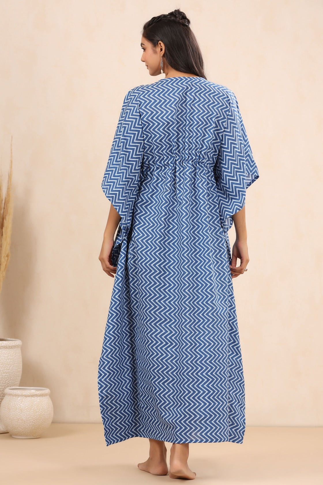 Whimsical Zigzags Cotton Kaftan