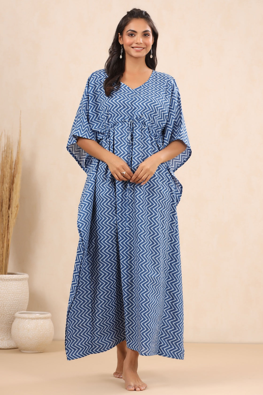 Whimsical Zigzags Cotton Kaftan