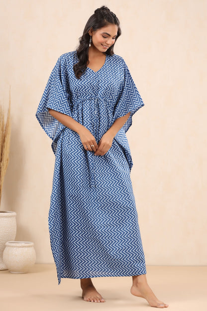 Whimsical Zigzags Cotton Kaftan