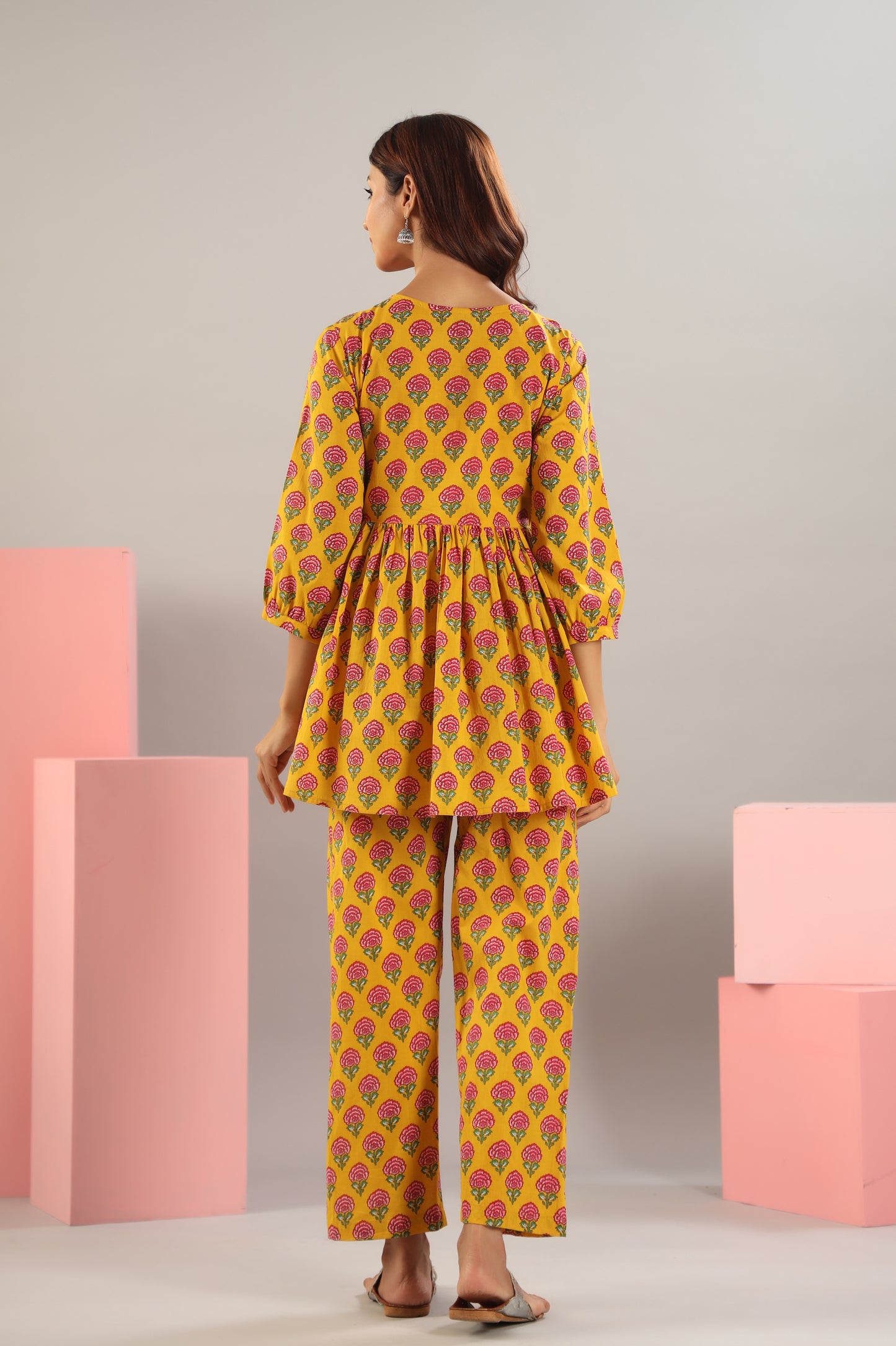 Rosy Retreat Yellow Maternity & Nursing Set