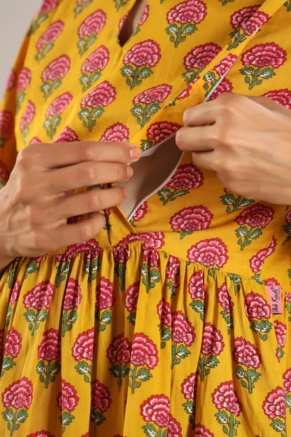 Rosy Retreat Yellow Maternity & Nursing Set