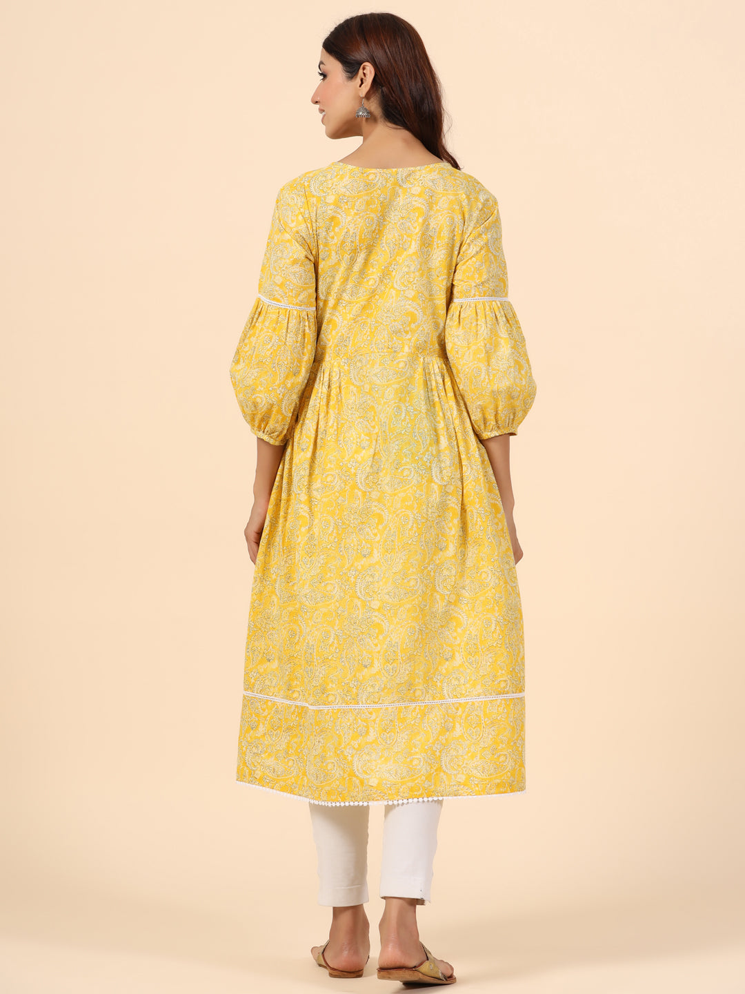 Paisley Charm On Yellow Maternity & Nursing Kurta