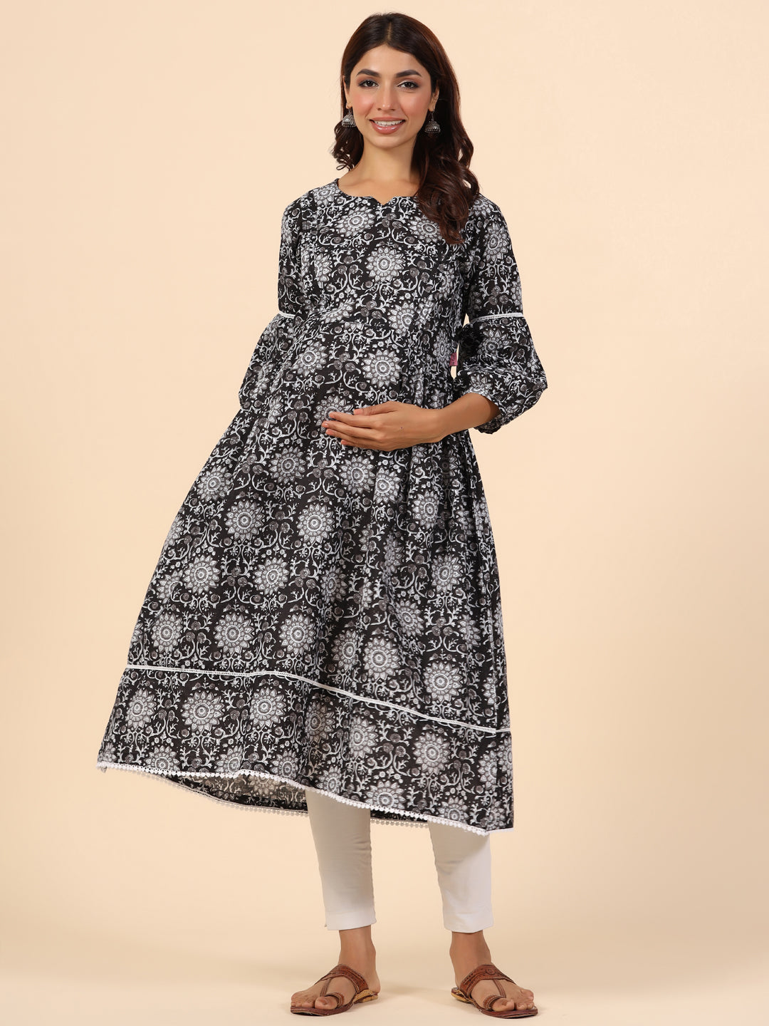 Nightingale Black Maternity & Nursing Kurta