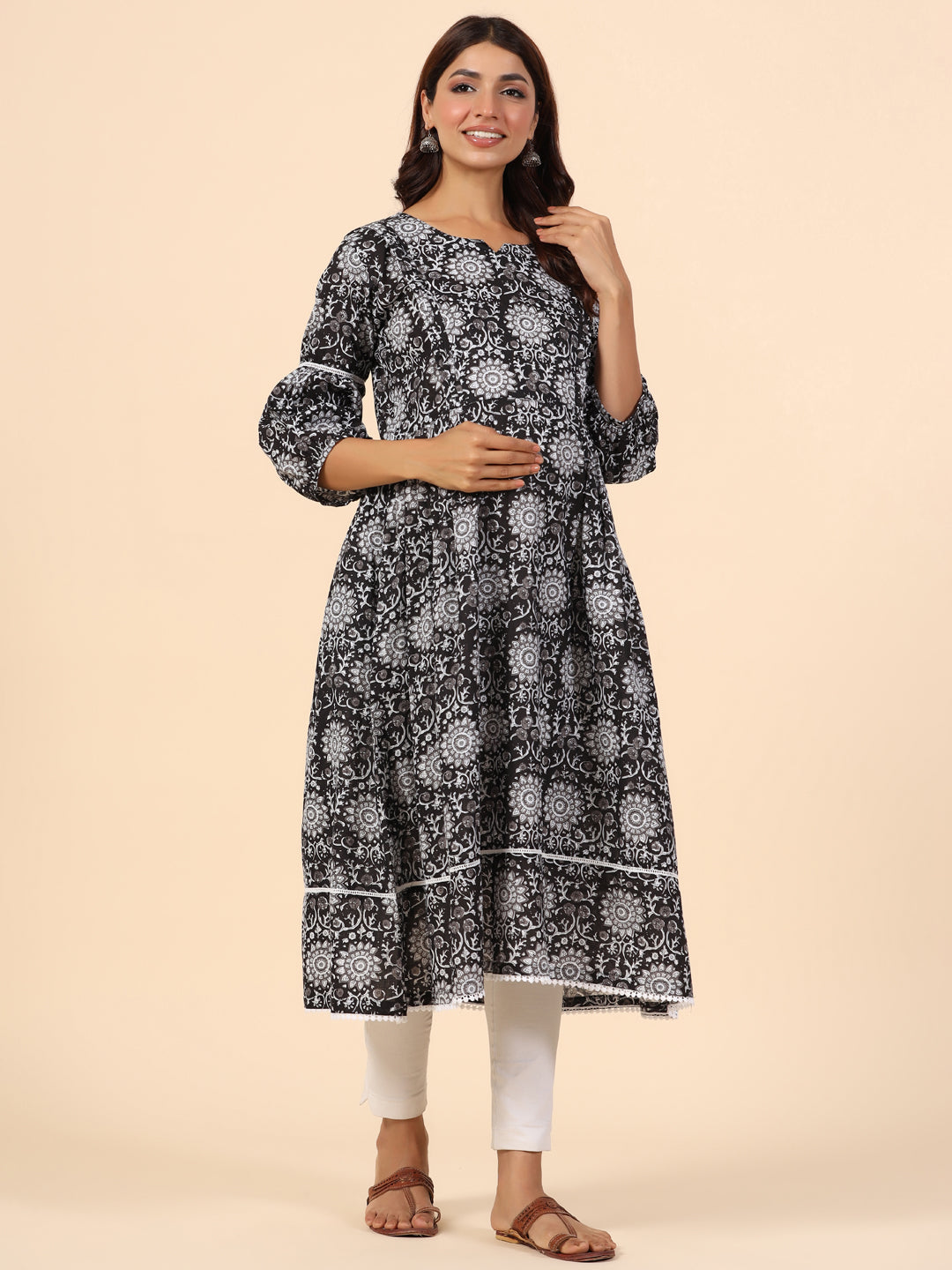 Nightingale Black Maternity & Nursing Kurta