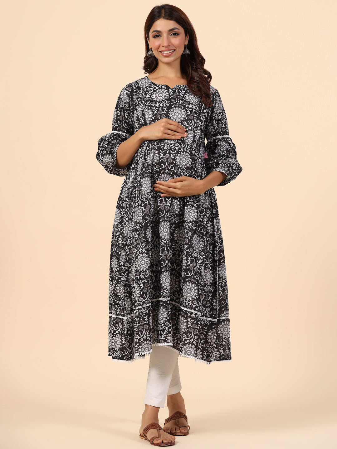 Nightingale Black Maternity & Nursing Kurta