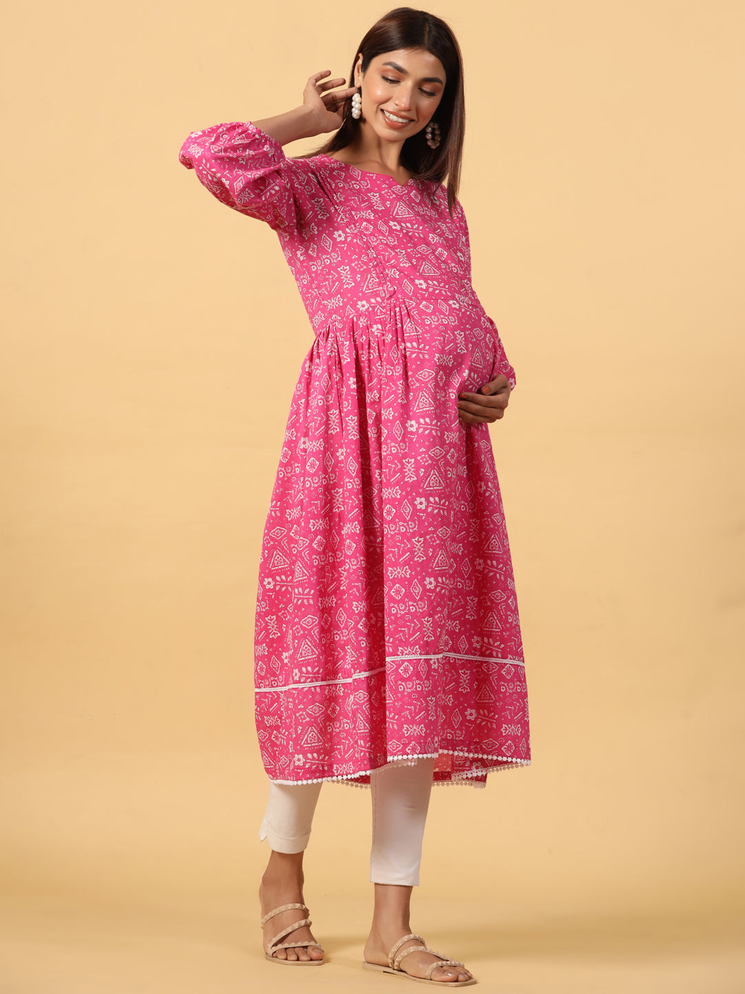 Abstract Print Overlay Maternity & Nursing Kurta
