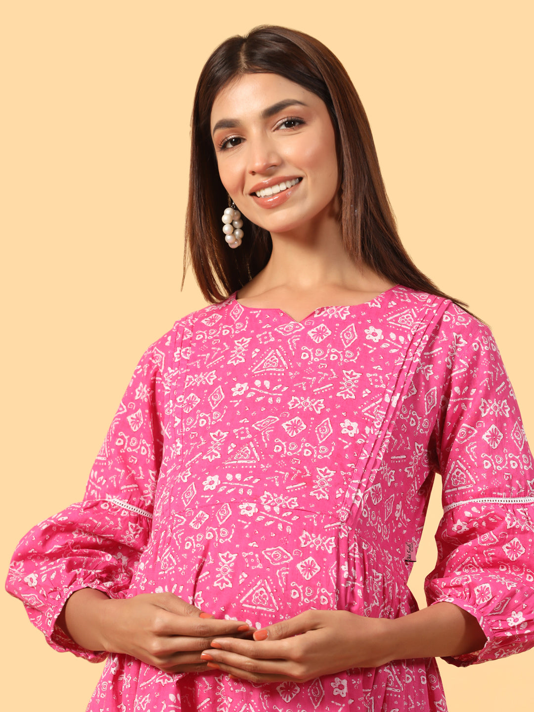 Abstract Print Overlay Maternity & Nursing Kurta