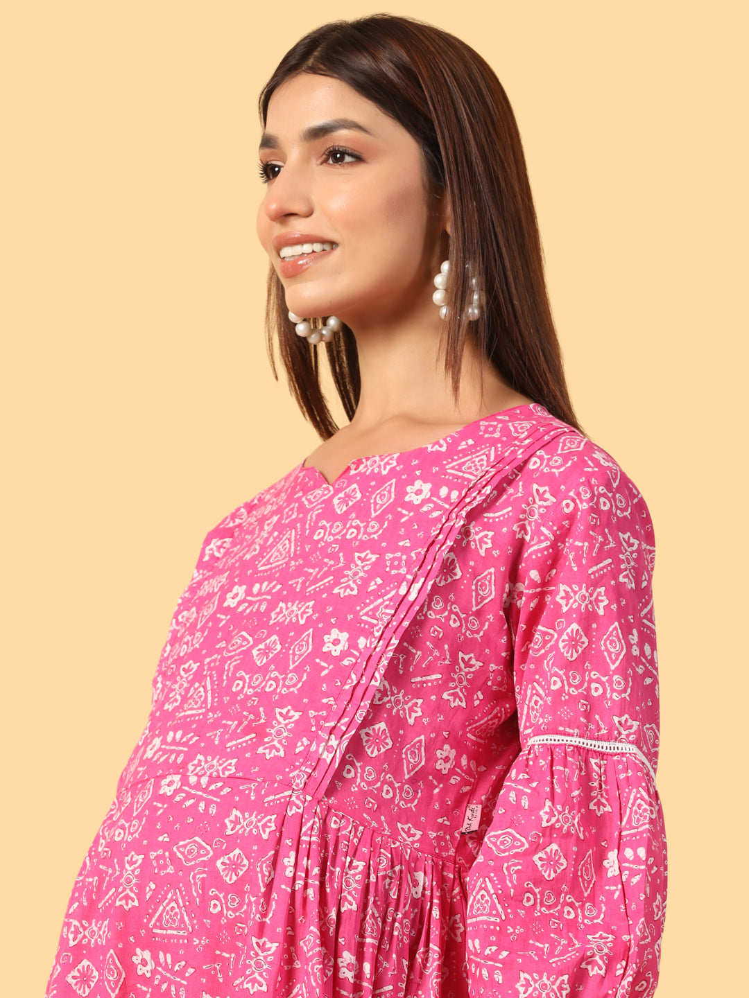 Abstract Print Overlay Maternity & Nursing Kurta