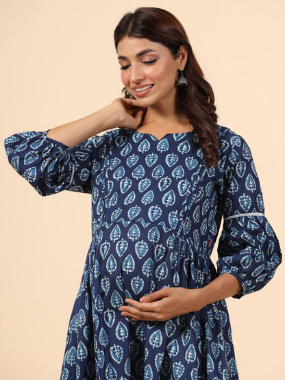 Indigo Leaf Maternity & Nursing Kurta