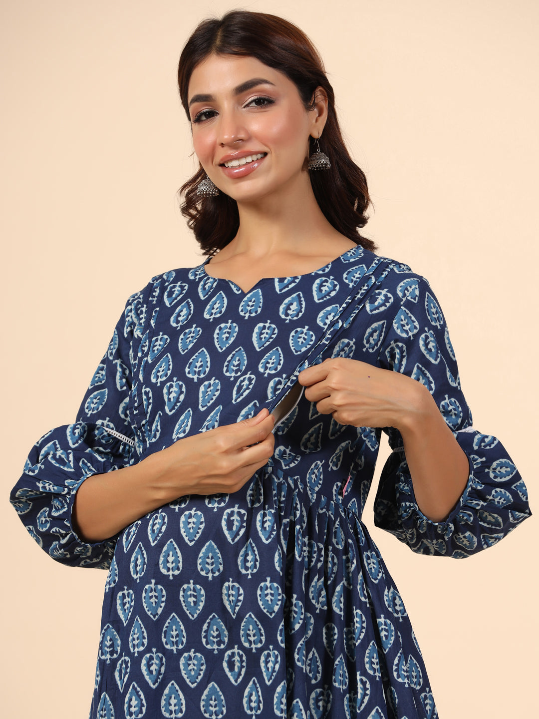 Indigo Leaf Maternity & Nursing Kurta