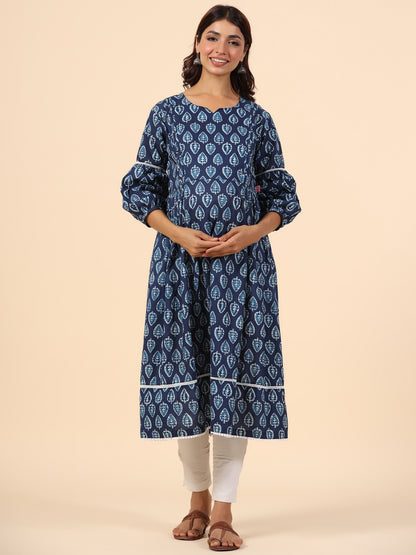 Indigo Leaf Maternity & Nursing Kurta