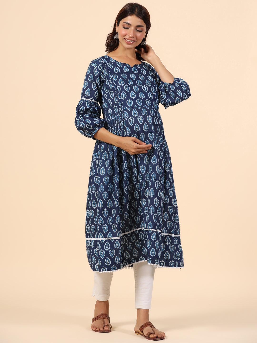 Indigo Leaf Maternity & Nursing Kurta