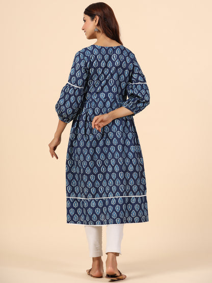 Indigo Leaf Maternity & Nursing Kurta
