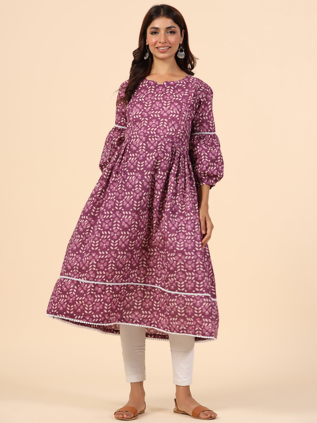 Leafy Embrace Burgundy Maternity & Nursing Kurta