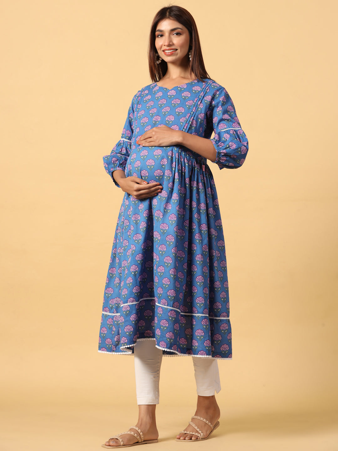 Nautical Rose Maternity & Nursing Kurta