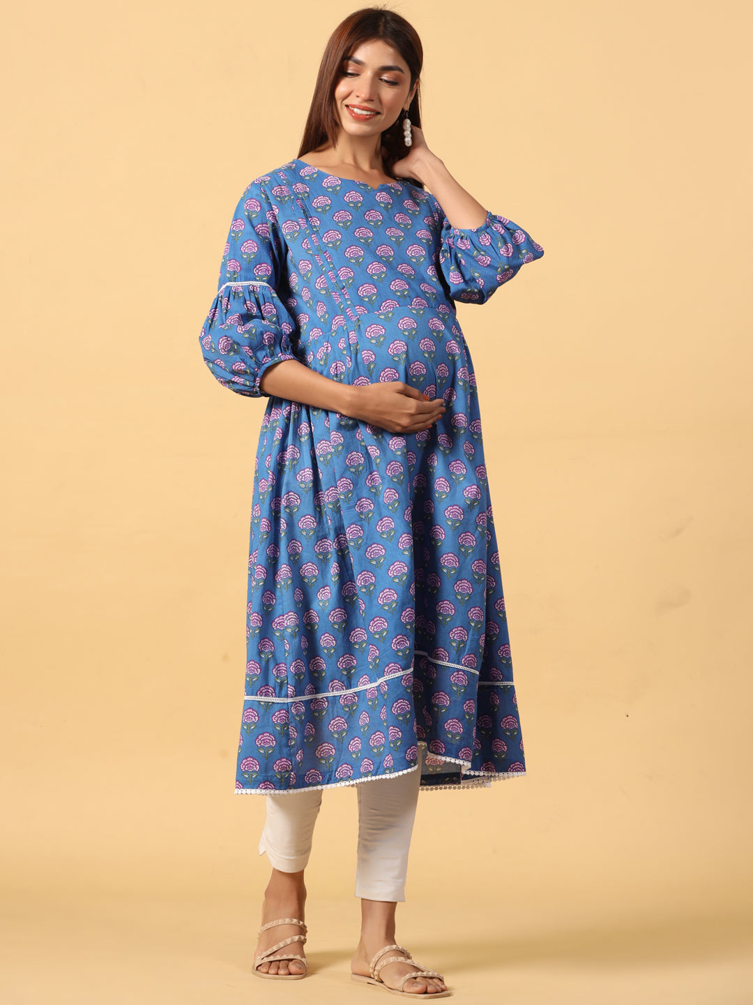 Nautical Rose Maternity & Nursing Kurta