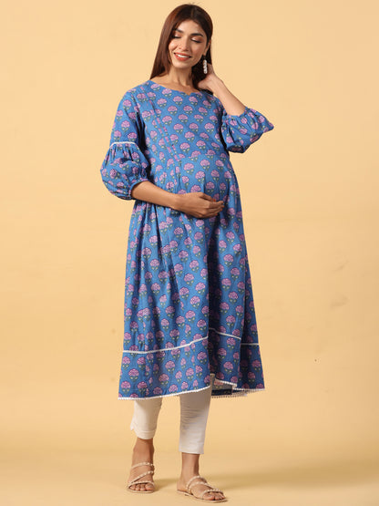 Nautical Rose Maternity & Nursing Kurta