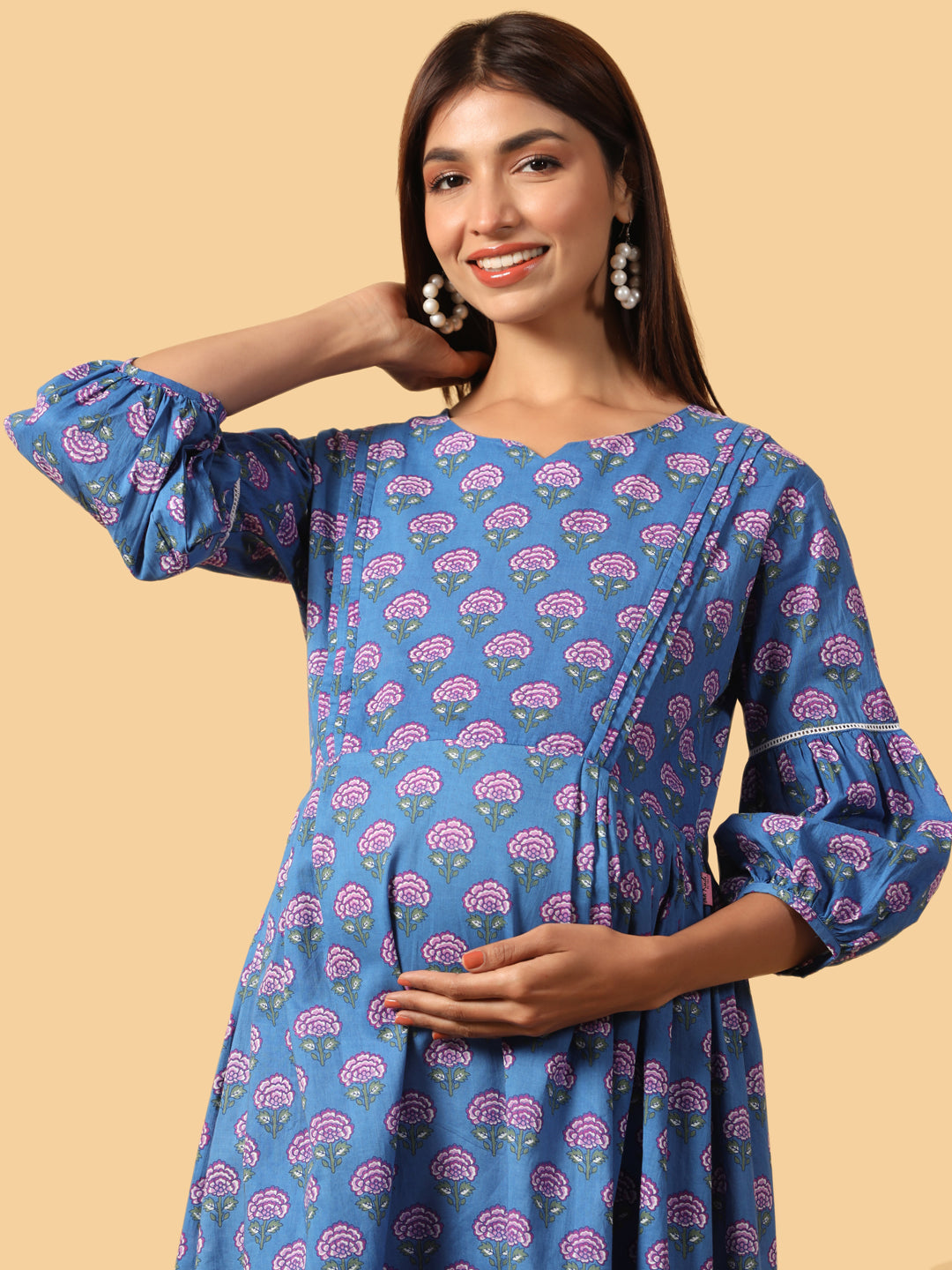 Nautical Rose Maternity & Nursing Kurta
