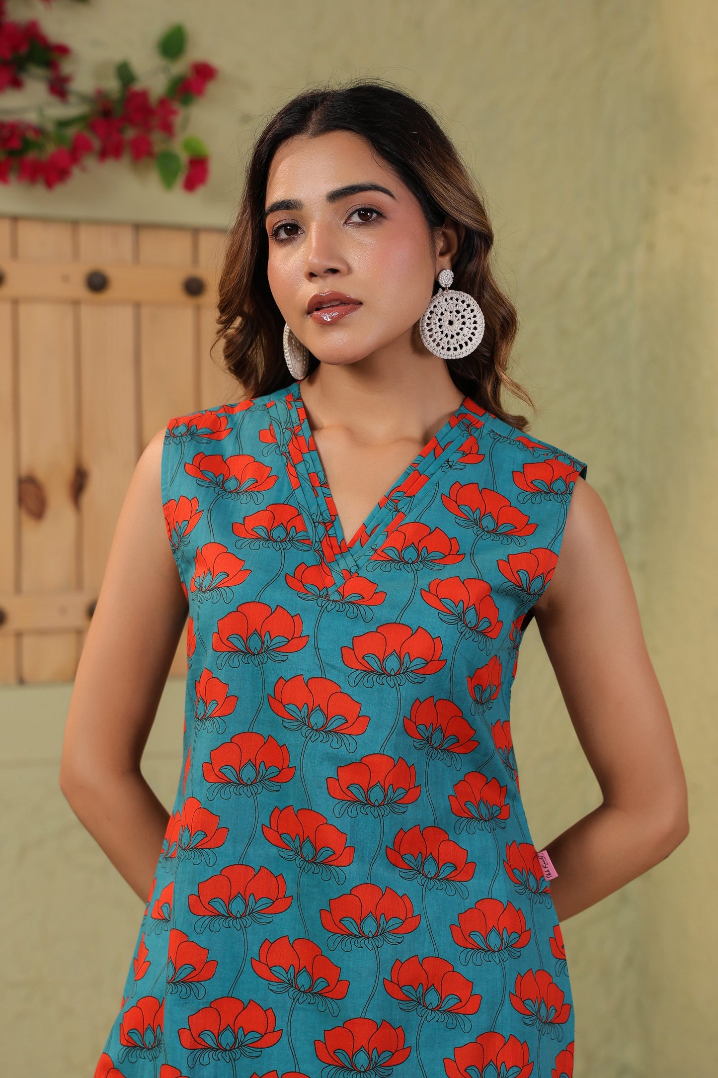 Red Lotus Mosaic Cotton Co-ord Set