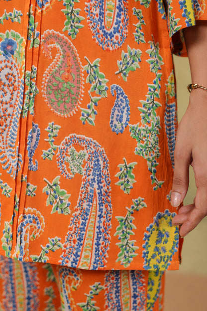 Tangerine Paisley Cotton Co-ord Set