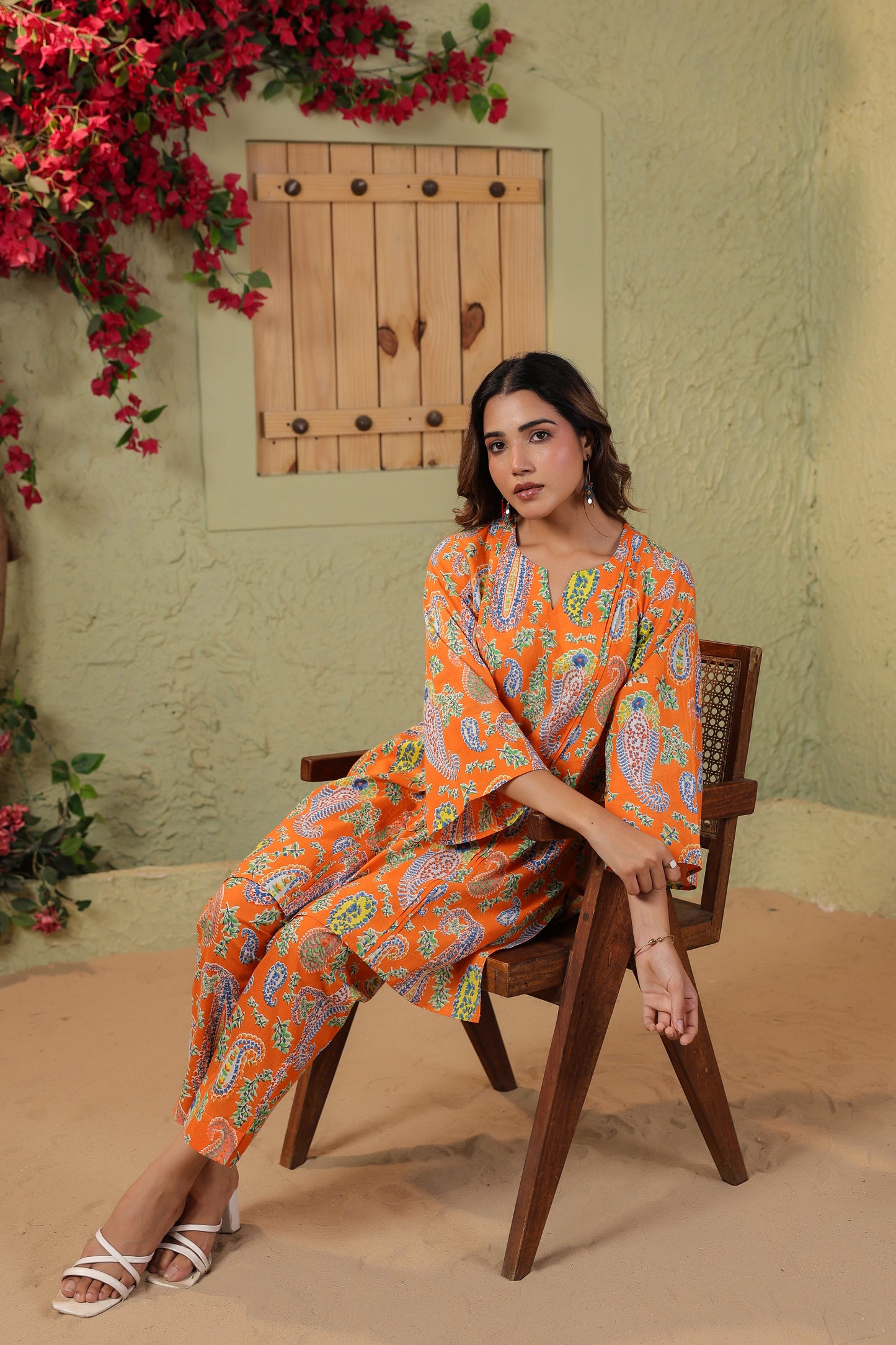 Tangerine Paisley Cotton Co-ord Set
