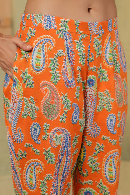 Tangerine Paisley Cotton Co-ord Set