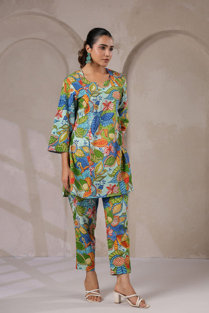 Blue Bloom Cotton Co-ord Set