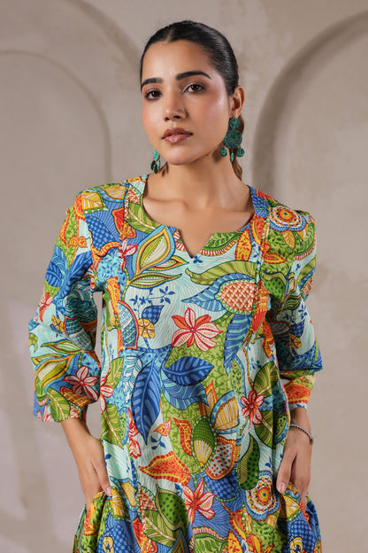 Blue Bloom Cotton Co-ord Set