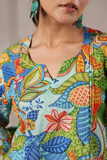 Blue Bloom Cotton Co-ord Set