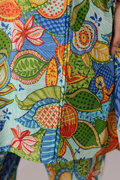 Blue Bloom Cotton Co-ord Set