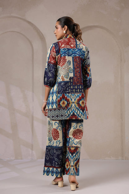 Jungle Gem Patches Collared Cotton Co-ord Set