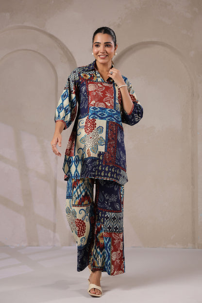 Jungle Gem Patches Collared Cotton Co-ord Set