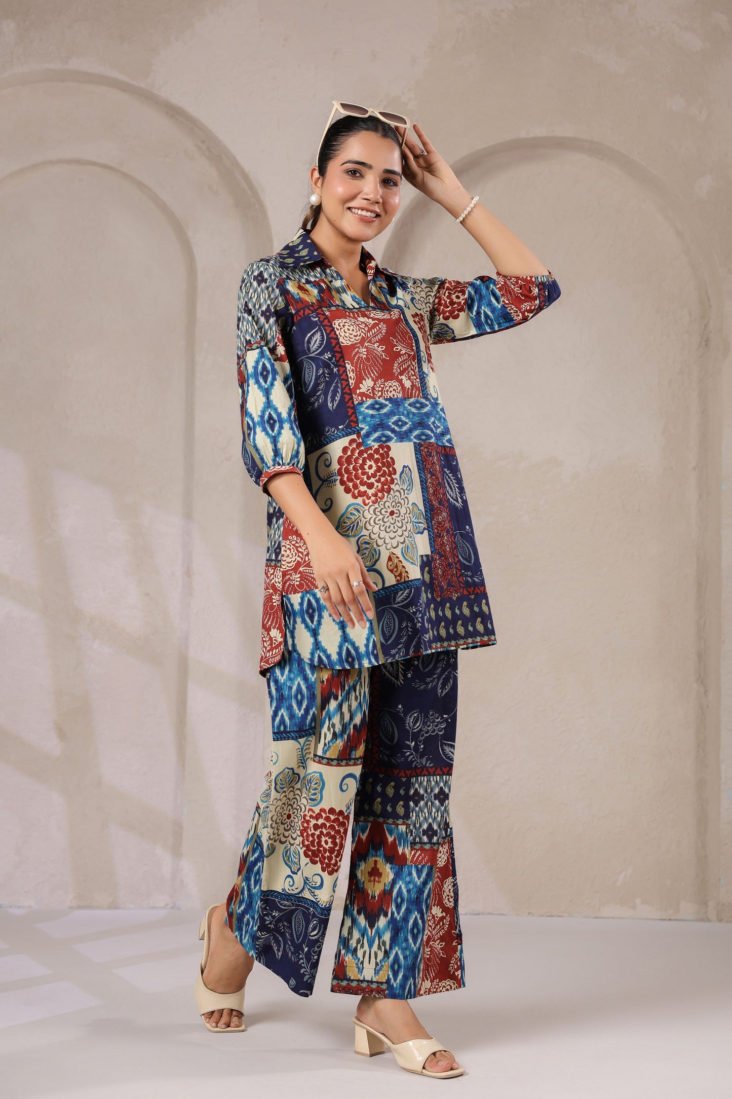 Jungle Gem Patches Collared Cotton Co-ord Set