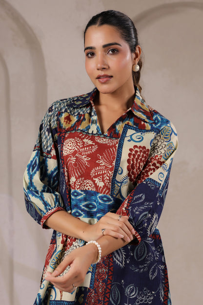 Jungle Gem Patches Collared Cotton Co-ord Set