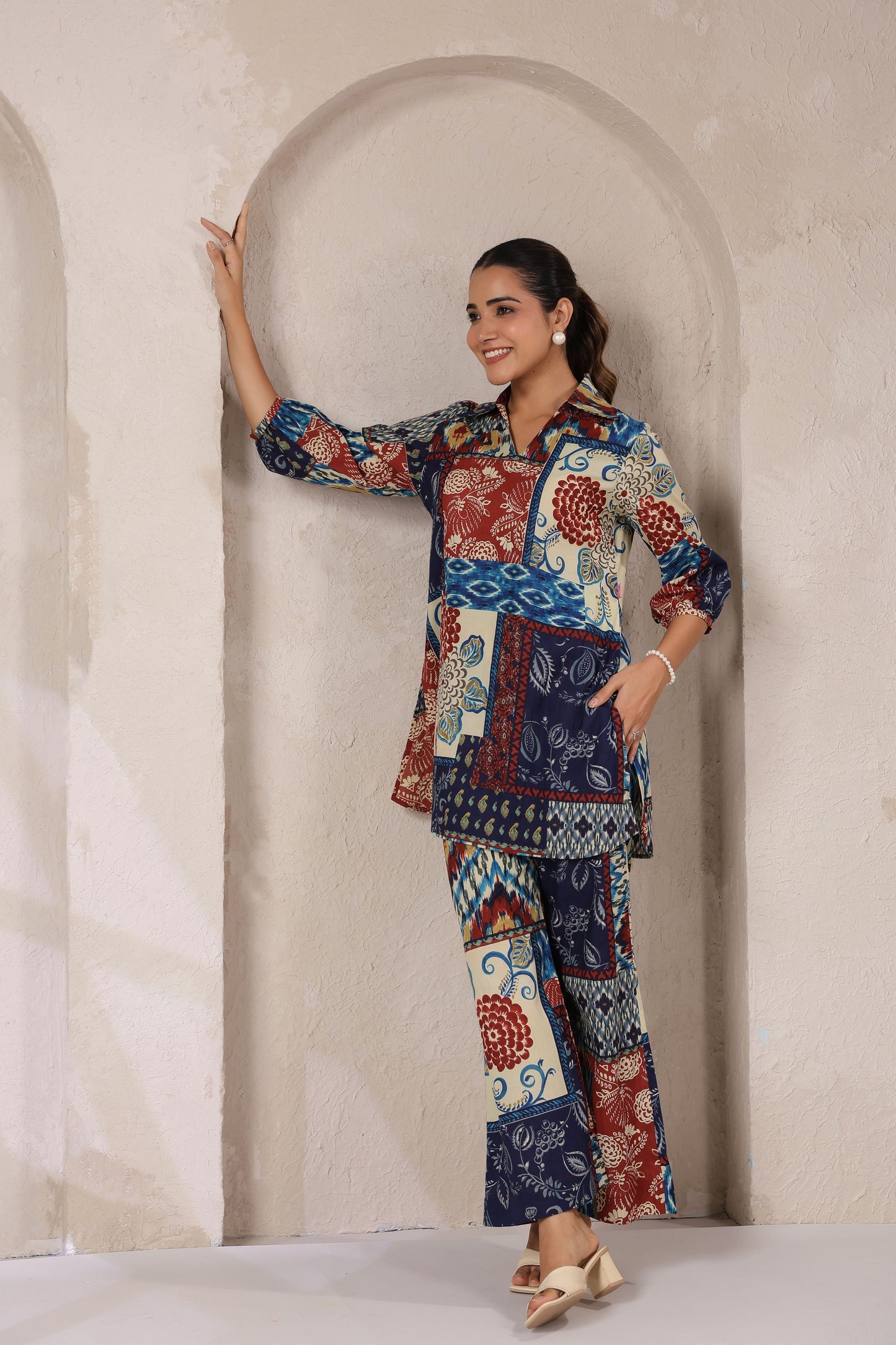 Jungle Gem Patches Collared Cotton Co-ord Set