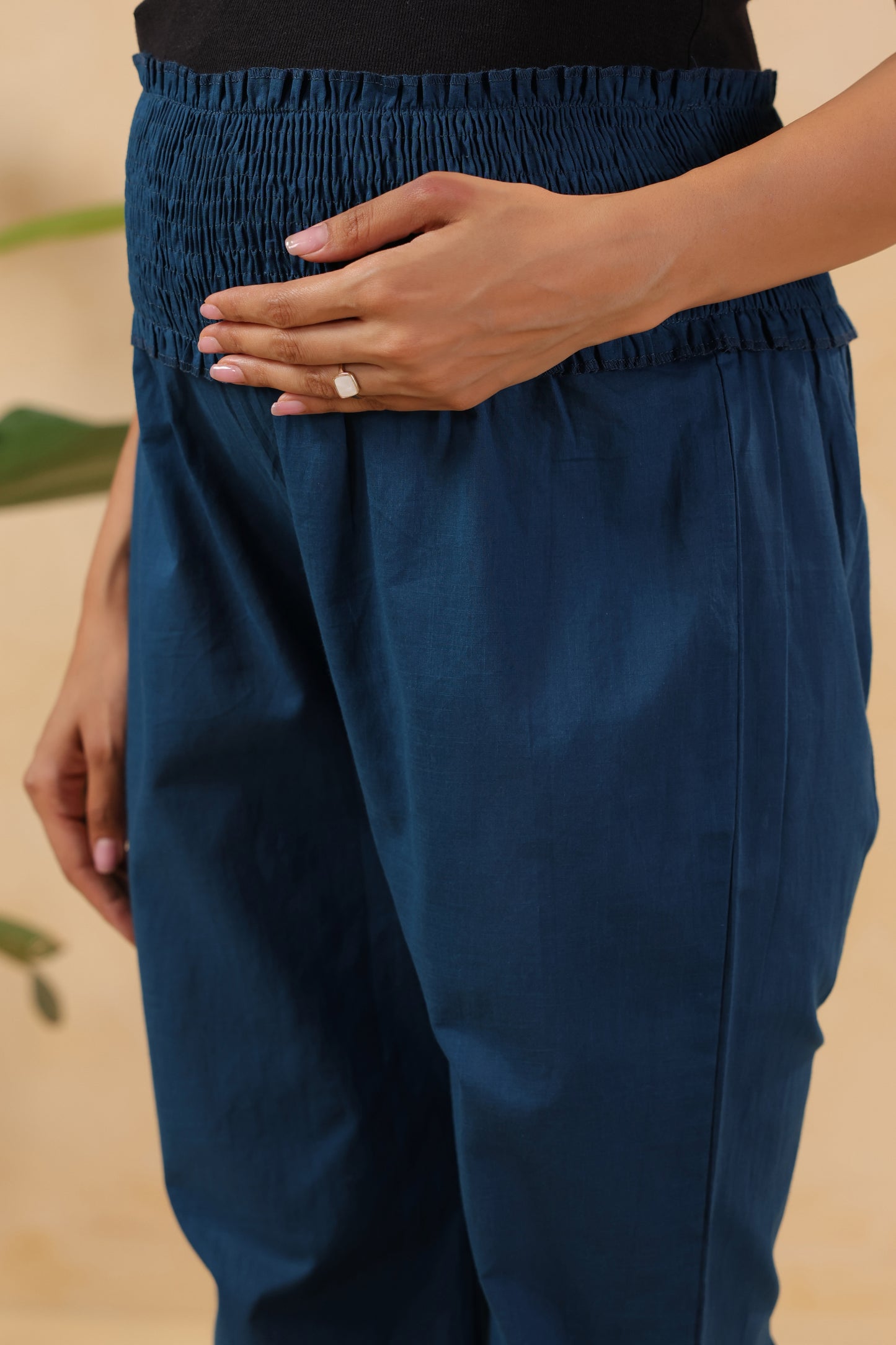 Daydream Blue Cotton High Rise Maternity Pant