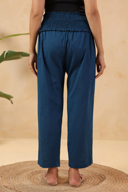 Daydream Blue Cotton High Rise Maternity Pant