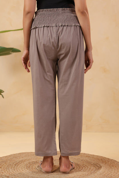 Chic Grey Cotton High Rise Maternity Pant
