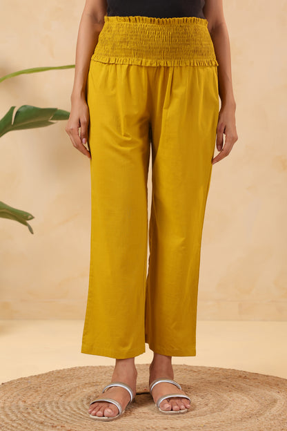 Sunny Bliss Mustard Cotton High Rise Maternity Pant