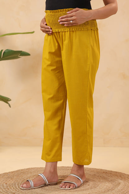 Sunny Bliss Mustard Cotton High Rise Maternity Pant