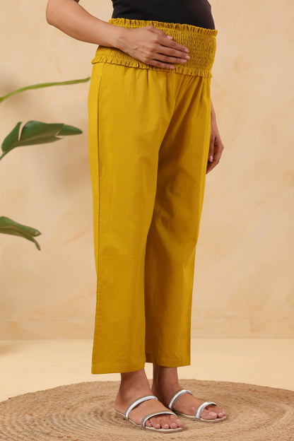 Sunny Bliss Mustard Cotton High Rise Maternity Pant