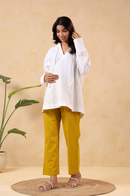 Sunny Bliss Mustard Cotton High Rise Maternity Pant