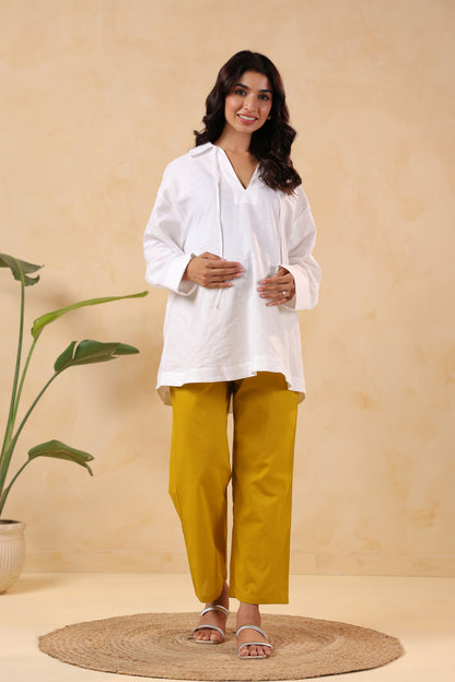 Sunny Bliss Mustard Cotton High Rise Maternity Pant