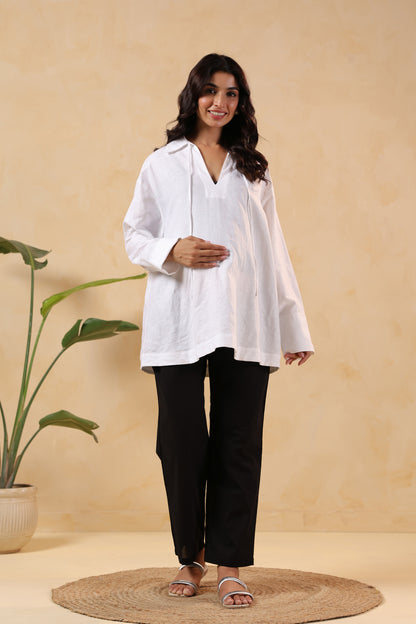 Starlit Black Cotton High Rise Maternity Pant
