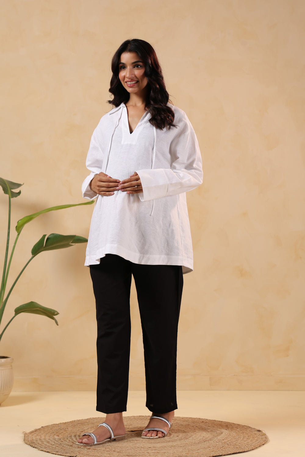 Starlit Black Cotton High Rise Maternity Pant
