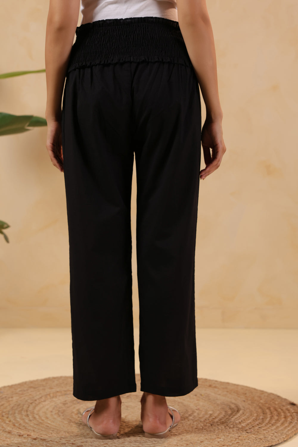 Starlit Black Cotton High Rise Maternity Pant